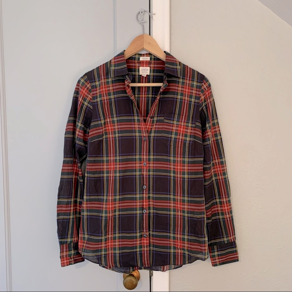 J. Crew Button Down Shirt Dark Plaid